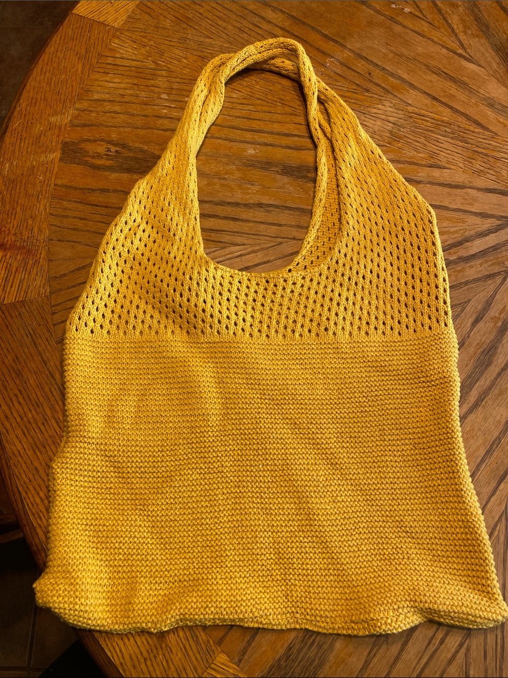 Hand-Knit Yellow Market Tote Bag